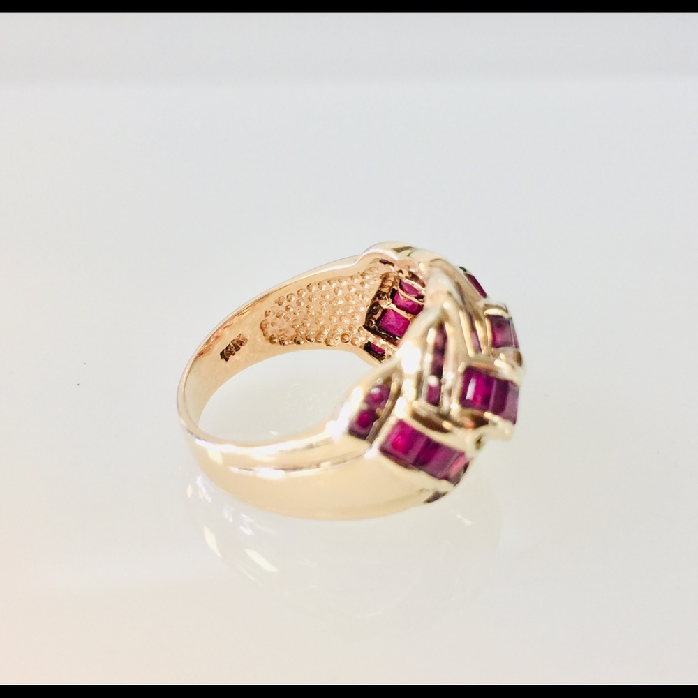 14k Heavy Vintage Ruby Weave Ring - image 3